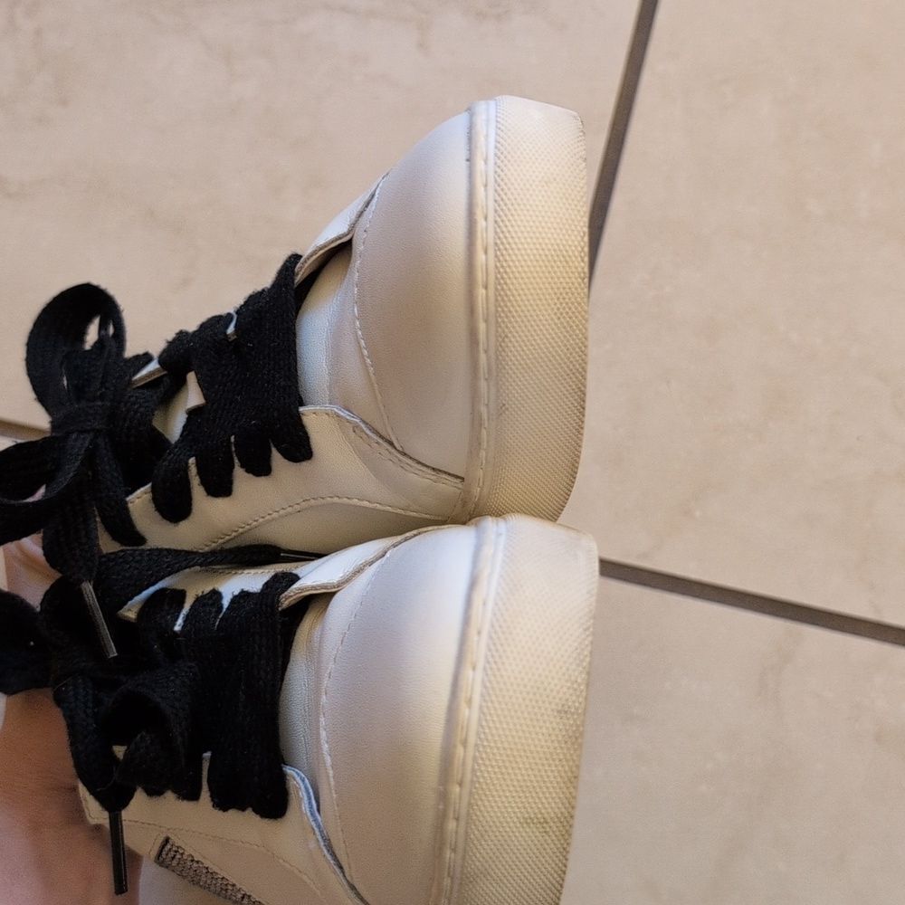 KATE SPADE Fez Glitz LEATHER Low Top SNEAKERS Rhinestone White Black Suede 11 - Picture 9 of 11